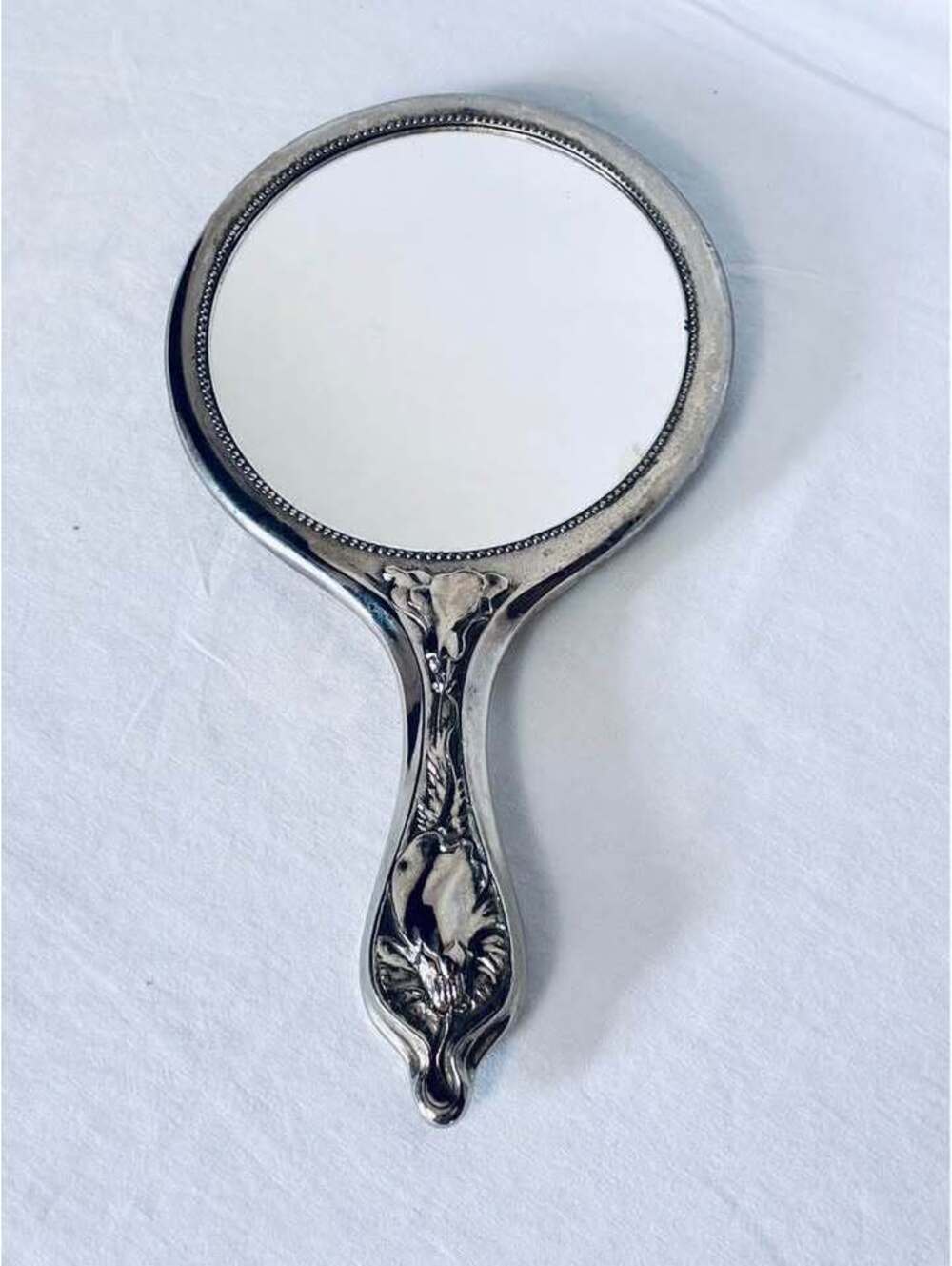 Vintage Art Nouveau Silver Hand Mirror